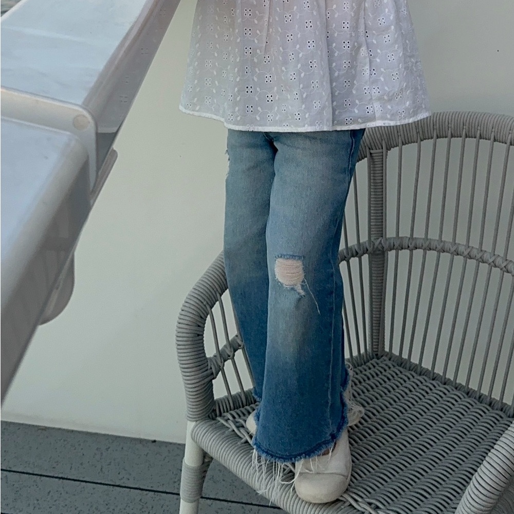 GAP Light Blue Distressed Wide-Leg Jeans